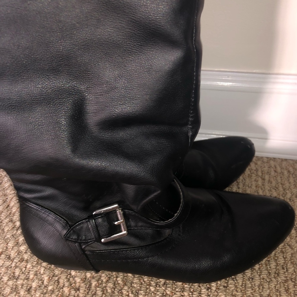 Black And Silver Buckled Boot